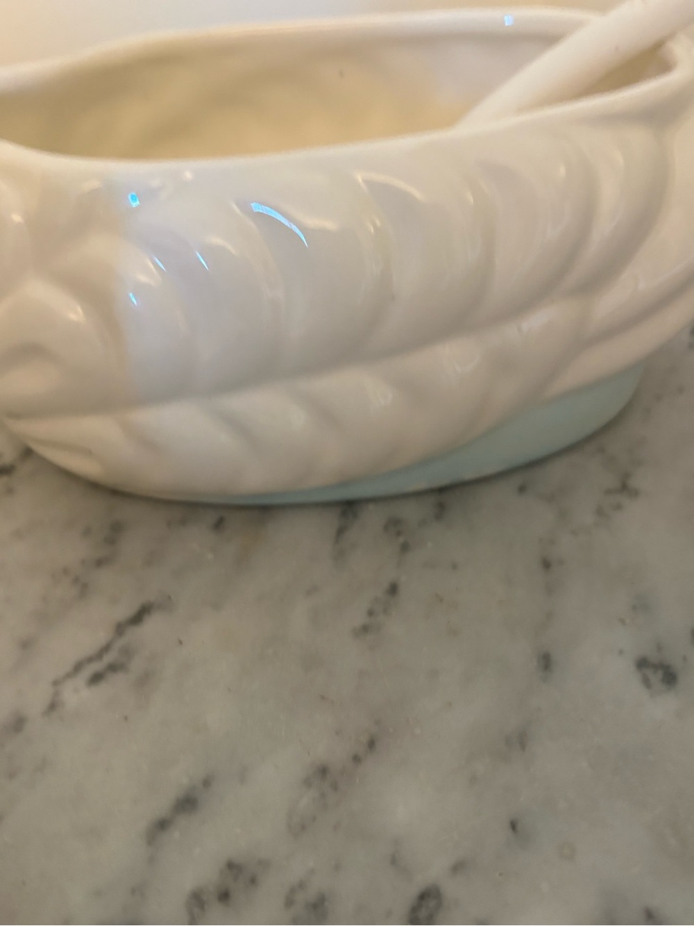 Vintage White Ceramic Swan Serving Dish with Spoon - Picture 3 of 4